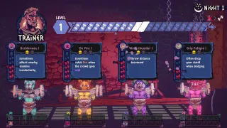 The trainer screen presents four choices between rounds.